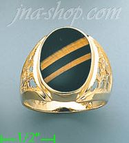 14K Gold Men's Color Stone Ring - Click Image to Close