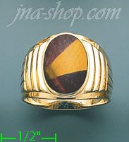 14K Gold Men's Color Stone Ring - Click Image to Close