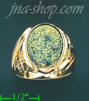 14K Gold Men's Color Stone Ring - Click Image to Close