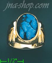 14K Gold Men's Color Stone Ring - Click Image to Close