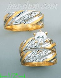 14K Gold CZ Wedding Set Rings - Click Image to Close