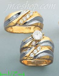 14K Gold CZ Wedding Set Rings - Click Image to Close