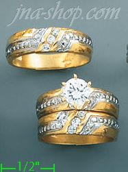 14K Gold CZ Wedding Set Rings - Click Image to Close