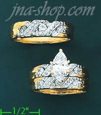 14K Gold CZ Wedding Set Rings - Click Image to Close