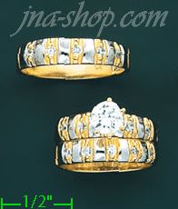 14K Gold CZ Wedding Set Rings - Click Image to Close