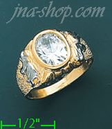 14K Gold Men's CZ Ring - Click Image to Close