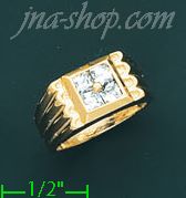 14K Gold Men's CZ Ring - Click Image to Close