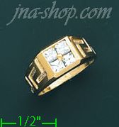 14K Gold Men's CZ Ring - Click Image to Close