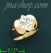 14K Gold Men's CZ Ring - Click Image to Close