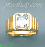 14K Gold Men's CZ Ring - Click Image to Close