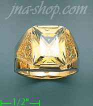 14K Gold Men's CZ Ring - Click Image to Close