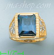 14K Gold Men's CZ Ring - Click Image to Close