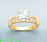 14K Gold Channel & Solitaire Ring - Click Image to Close