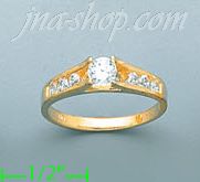 14K Gold Channel & Solitaire Ring - Click Image to Close