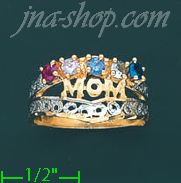 14K Gold Mother's CZ Ring - Click Image to Close