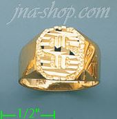 14K Gold Dollar Money Sign Dia-Cut Ring - Click Image to Close