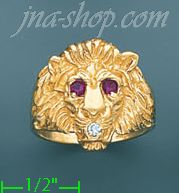 14K Gold Lion Dia-Cut Ring - Click Image to Close