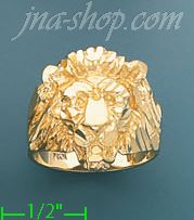 14K Gold Lion Dia-Cut Ring - Click Image to Close