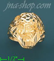 14K Gold Jesus Face Dia-Cut Ring - Click Image to Close