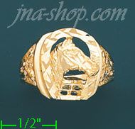 14K Gold Horse & Horseshoe Dia-Cut Ring - Click Image to Close