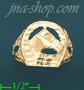 14K Gold Horse & Horseshoe Dia-Cut Ring - Click Image to Close