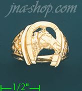 14K Gold Horse & Horseshoe Dia-Cut Ring - Click Image to Close