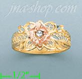 14K Gold 3Color Dia-Cut Ring - Click Image to Close