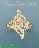 14K Gold 3Color Dia-Cut Ring - Click Image to Close