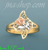 14K Gold 3Color Dia-Cut Ring - Click Image to Close