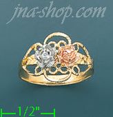 14K Gold 3Color Dia-Cut Ring - Click Image to Close