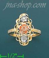 14K Gold 3Color Dia-Cut Ring - Click Image to Close