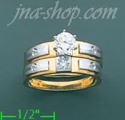 14K Gold CZ Wedding Set Ring - Click Image to Close