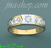 14K Gold CZ Wedding Set Ring - Click Image to Close