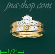 14K Gold CZ Wedding Set Ring - Click Image to Close