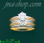 14K Gold CZ Wedding Set Ring - Click Image to Close