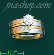 14K Gold CZ Wedding Set Ring - Click Image to Close