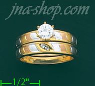 14K Gold CZ Wedding Set Ring - Click Image to Close