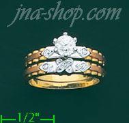 14K Gold CZ Wedding Set Ring - Click Image to Close