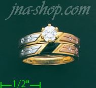 14K Gold CZ Wedding Set Ring - Click Image to Close