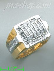 14K Gold High Polished Men's CZ Ring - Click Image to Close