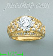 14K Gold High Polished Ladies' CZ Ring - Click Image to Close