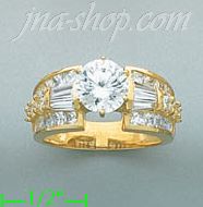 14K Gold High Polished Ladies' CZ Ring - Click Image to Close