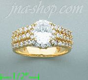 14K Gold High Polished Ladies' CZ Ring - Click Image to Close