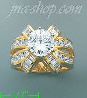 14K Gold High Polished Ladies' CZ Ring - Click Image to Close