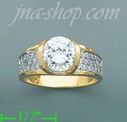 14K Gold High Polished Ladies' CZ Ring - Click Image to Close