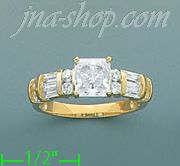 14K Gold High Polished Ladies' CZ Ring - Click Image to Close