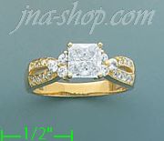 14K Gold High Polished Ladies' CZ Ring - Click Image to Close