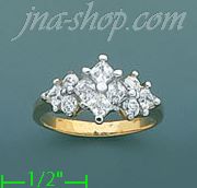 14K Gold High Polished Ladies' CZ Ring - Click Image to Close