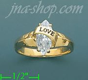 14K Gold High Polished Ladies' CZ Ring - Click Image to Close