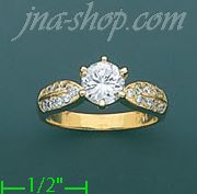 14K Gold High Polished Ladies' CZ Ring - Click Image to Close